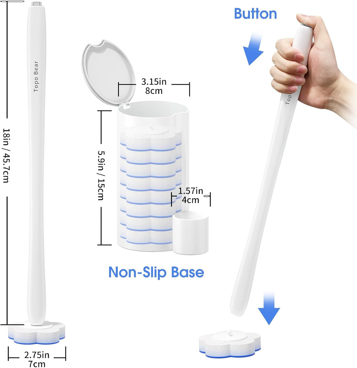 Disposable Toilet Bowl Brush with 40 Toilet Wand Refills, Toilet Bowl Cleaner Wands, Toilet