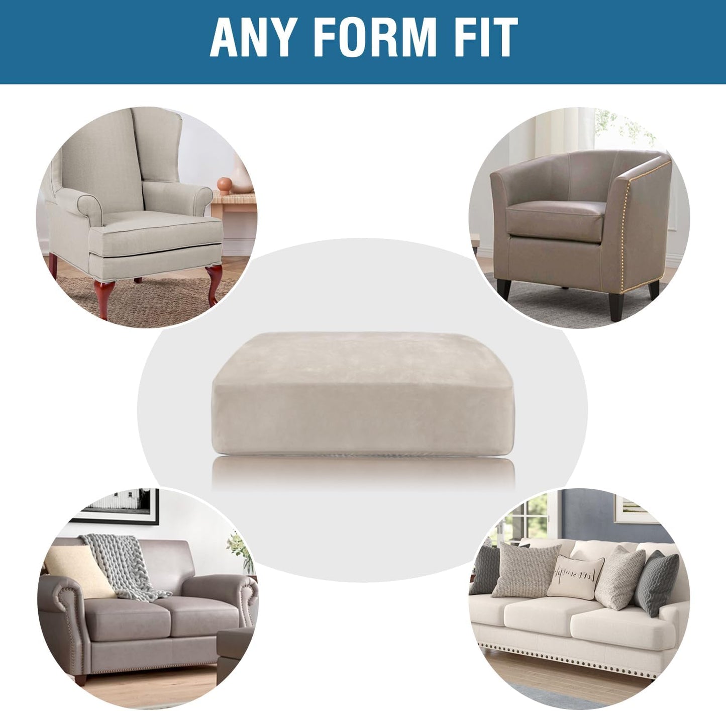 H.VERSAILTEX Velvet Stretch Couch Cushion Cover Plush Cushion Slipcover for Chair Loveseat Sofa
