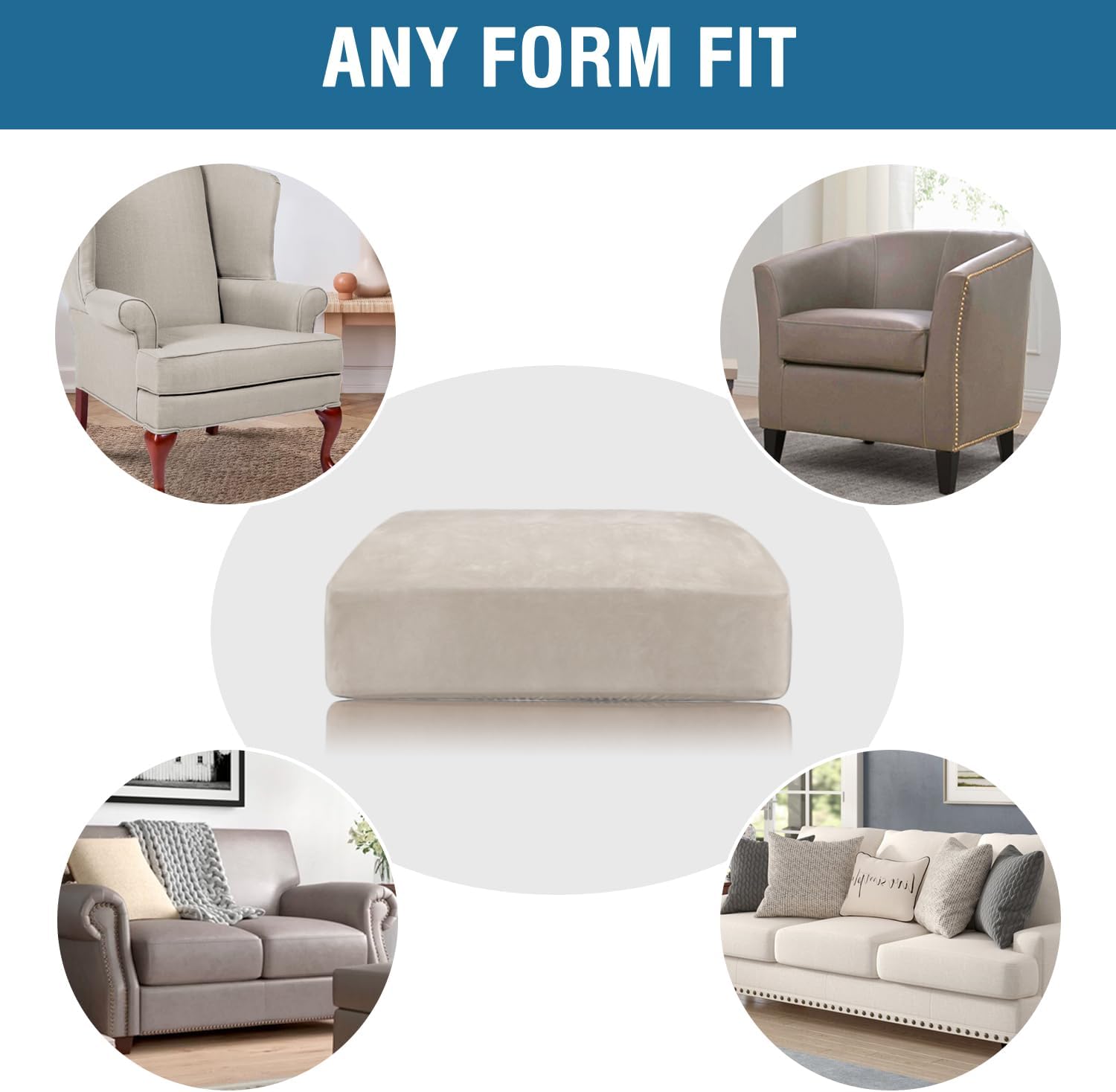 H.VERSAILTEX Velvet Stretch Couch Cushion Cover Plush Cushion Slipcover for Chair Loveseat Sofa