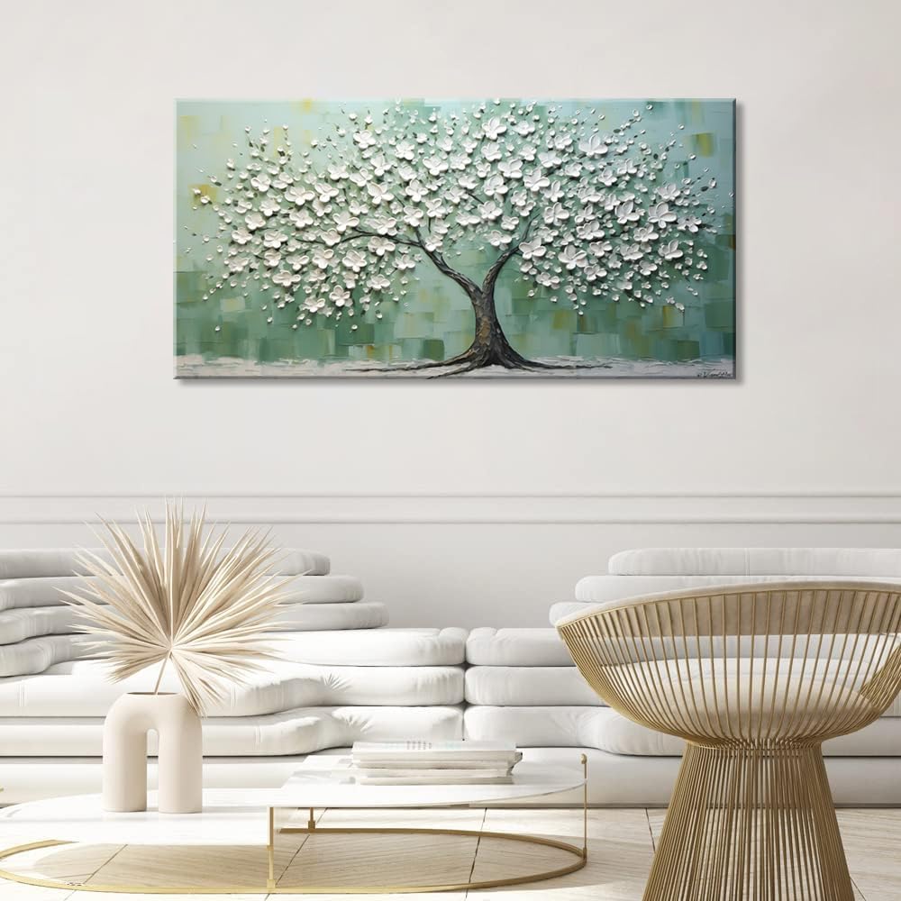 LASMOND Turquoise Tree of Life Wall Art for Living Room Canvas Prints Artwork Modern Abstract