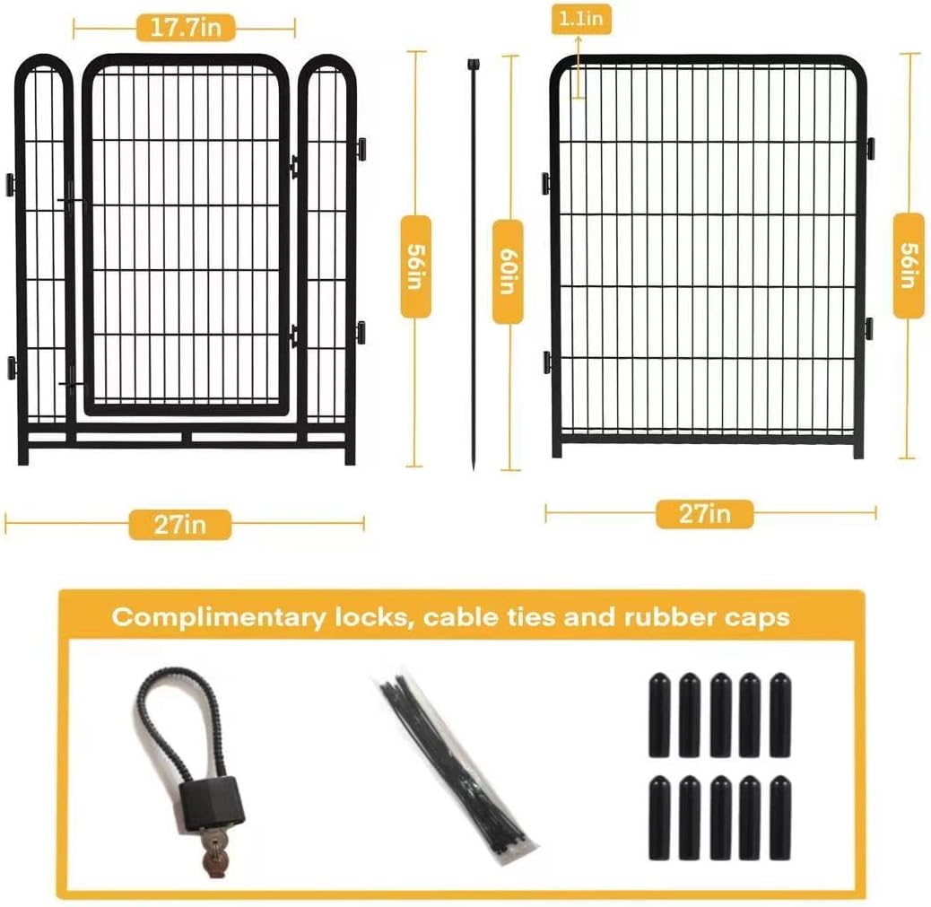56 in(H) Decorative Garden Fence Panels, Wide Door Low Threshold, Dog Fence Outdoor for Yard. 10