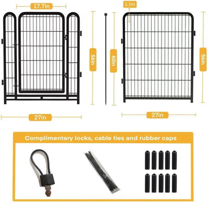 56 in(H) Decorative Garden Fence Panels, Wide Door Low Threshold, Dog Fence Outdoor for Yard. 10