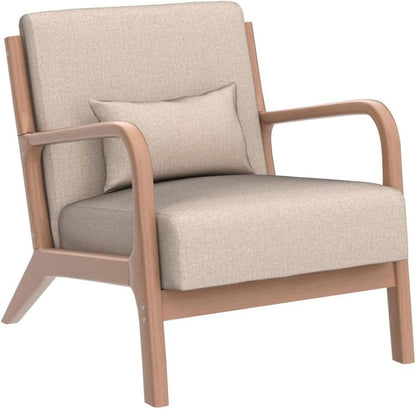 INZOY Mid-Century Modern Accent Chair Set of 2, Upholstered Living Room Chairs with Waist Cushion