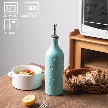Sweejar Large Olive Oil Dispenser Bottle with Spout, 24 Oz Ceramic Oil Dispenser for Kitchen