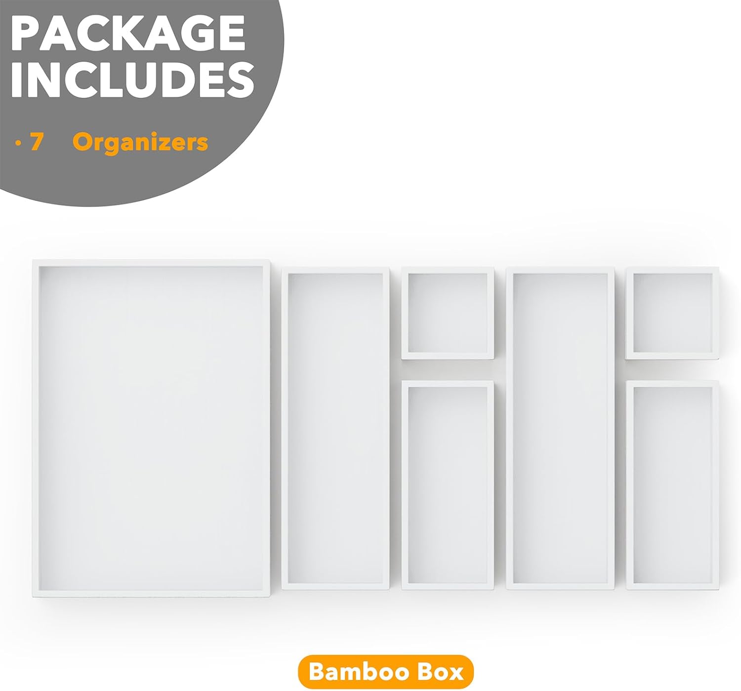SpaceAid 7-Piece Bamboo Drawer Organizer Storage Boxes Set, Wood Tray Junk Drawer Organizers