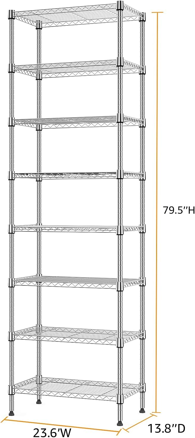 8 Tier 2000 lbs Storage Rack Metal Wire Shelving Unit, Storage Standing Shelf Organizer for Laundry