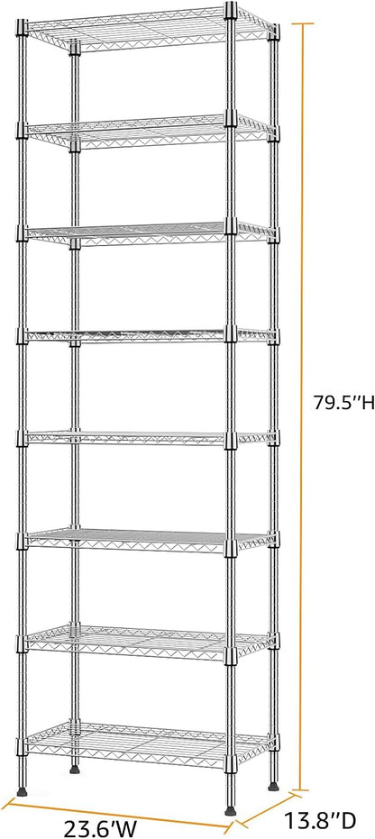 8 Tier 2000 lbs Storage Rack Metal Wire Shelving Unit, Storage Standing Shelf Organizer for Laundry