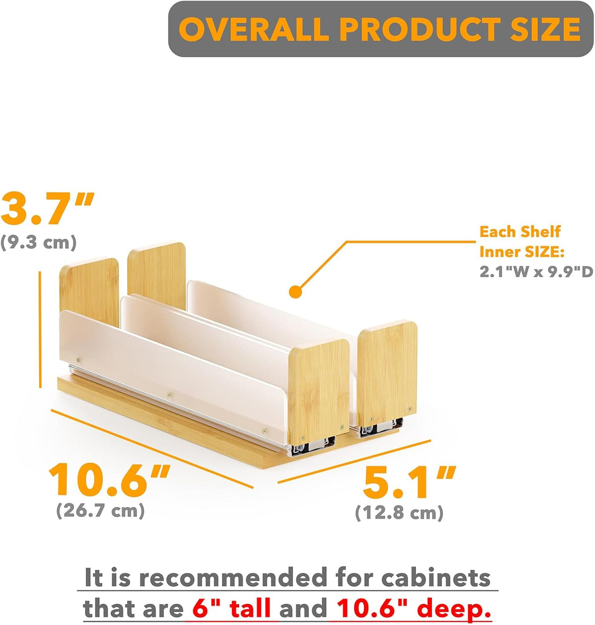 SpaceAid Bamboo Pull Out Spice Rack Organizer for Cabinet, Heavy Duty Slide Out Seasoning Kitchen