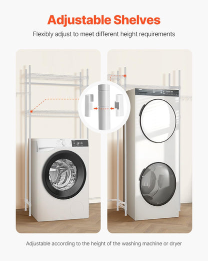 VEVOR Over The Washer and Dryer Storage Shelf, 4 Tier Laundry Room Drying Rack with Hanger Rod and