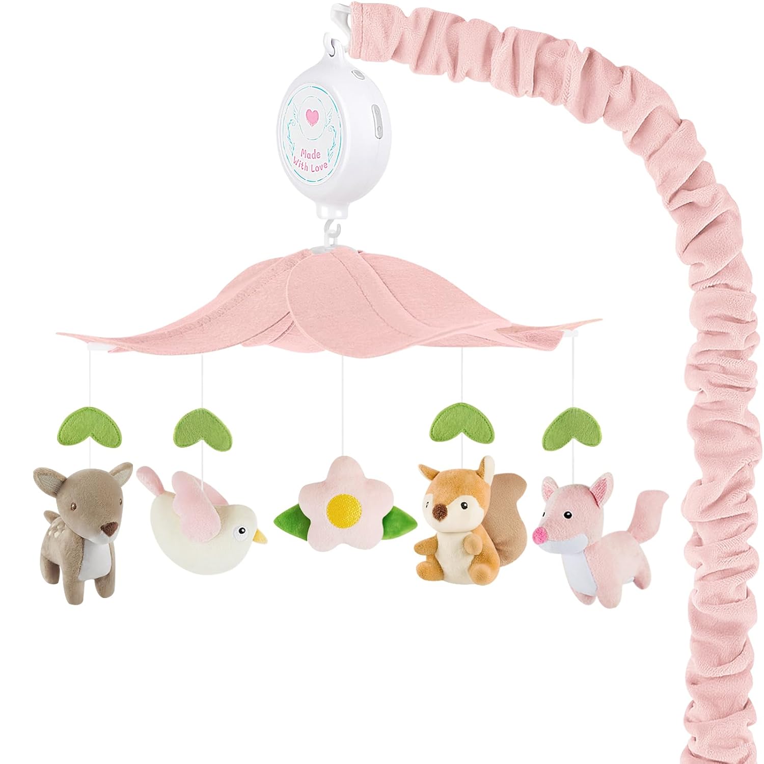 Woodland Crib Mobile for Girls – Cute Animals Baby Mobile for Crib with Upgraded 3-Mode Music Box