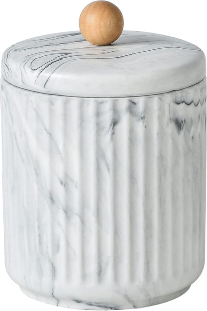 Bathroom Canister with Lid Qtip Holder Dispenser Jar Storage Organizer for Bathroom, Bedroom