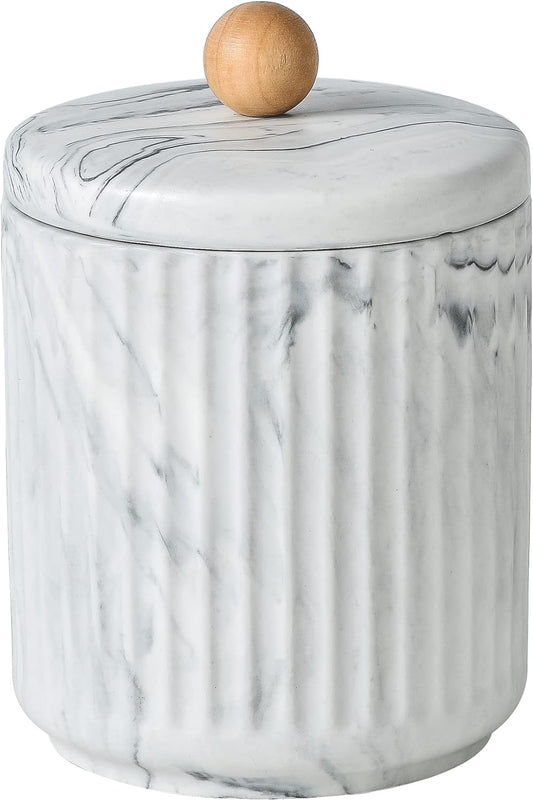 Bathroom Canister with Lid Qtip Holder Dispenser Jar Storage Organizer for Bathroom, Bedroom