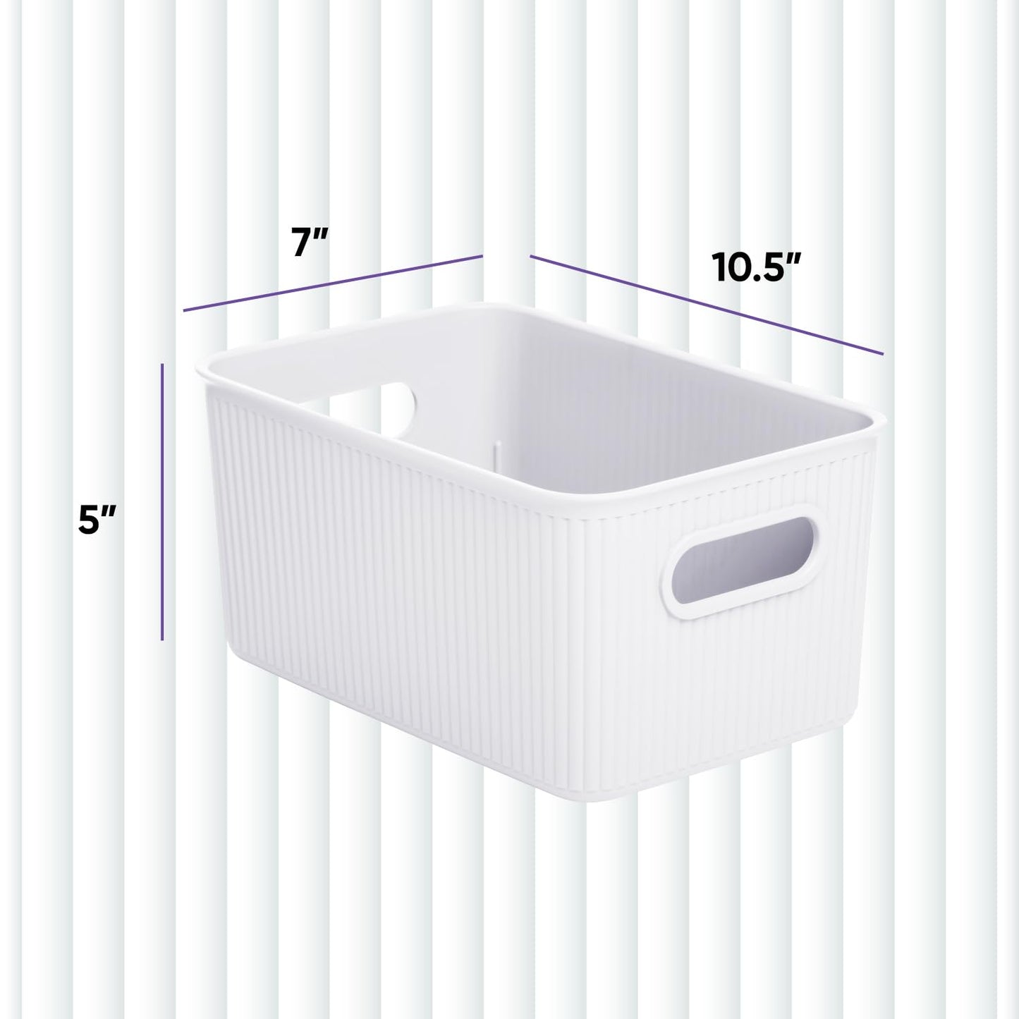 Superio Decorative Plastic Basket Open Home Storage Bins Organizer Baskets, Medium, White (8 Pack)
