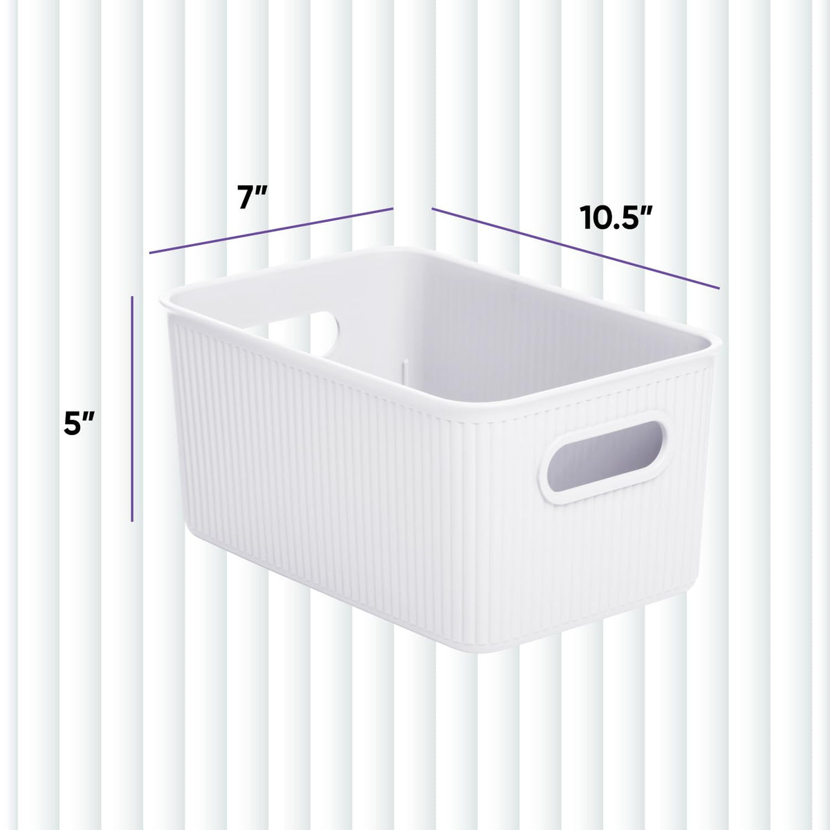 Superio Decorative Plastic Basket Open Home Storage Bins Organizer Baskets, Medium, White (8 Pack)