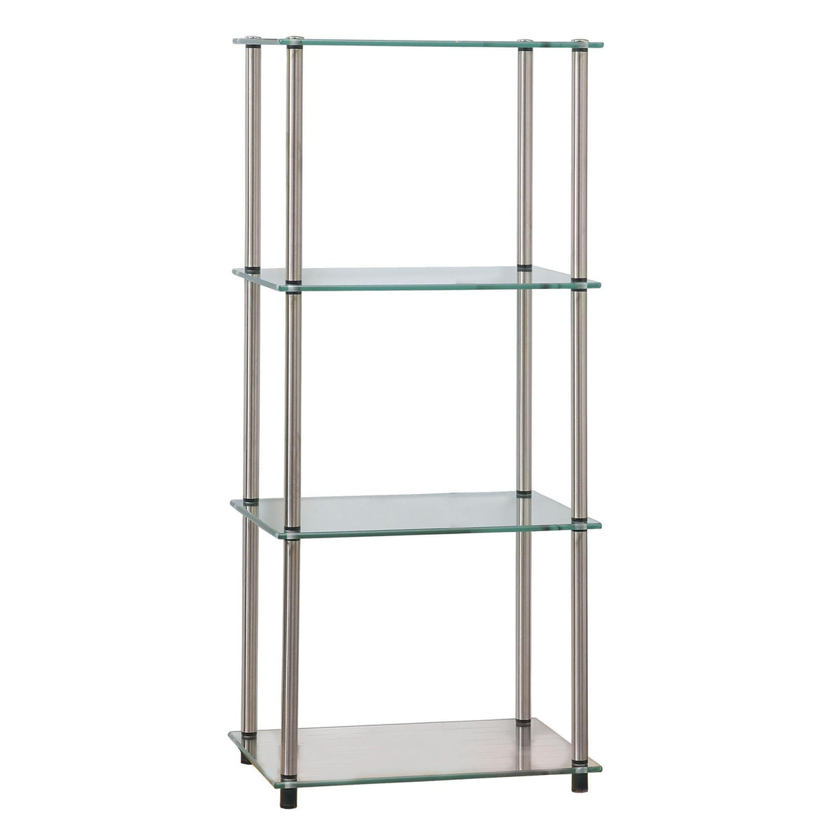 Convenience Concepts Designs2Go Classic Glass 4-Tier Tower 17.75" - Modern Media Stainless Steel