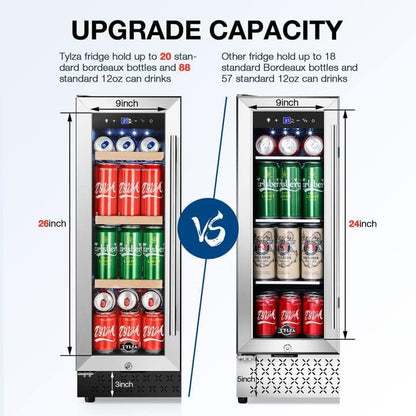 Tylza Upgraded Wine and Beverage Refrigerator 24 Inch, Dual Zone Wine Beverage Cooler with French