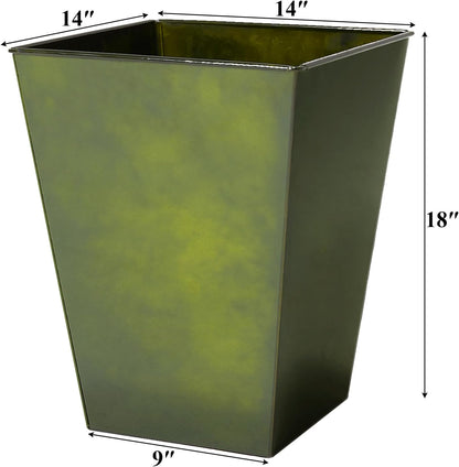 Worth Garden Large Metal Glazed Floor Planter Set of 2-14" Dia x 18" H - Luxurious Glossy Finish
