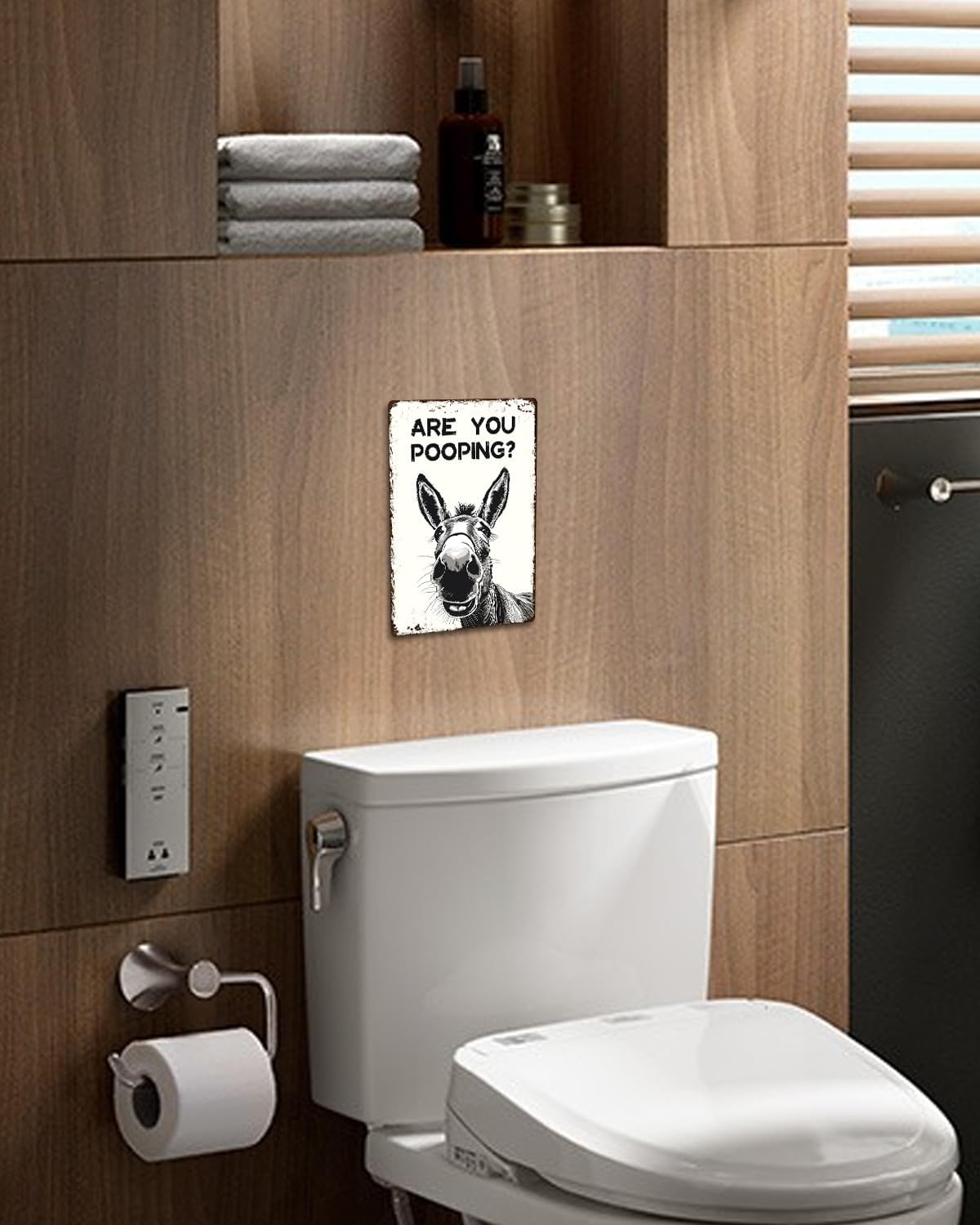 ALKB Funny Donkey Are You Pooping Metal Signs Vintage Farmhouse Bathroom Wall Decor Donkey Lovers