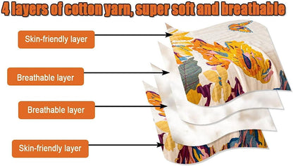 100% Cotton Throw Blanket for Bed Couch Summer 98''x 98'' Super Soft Muslin Blankets Warm Boho