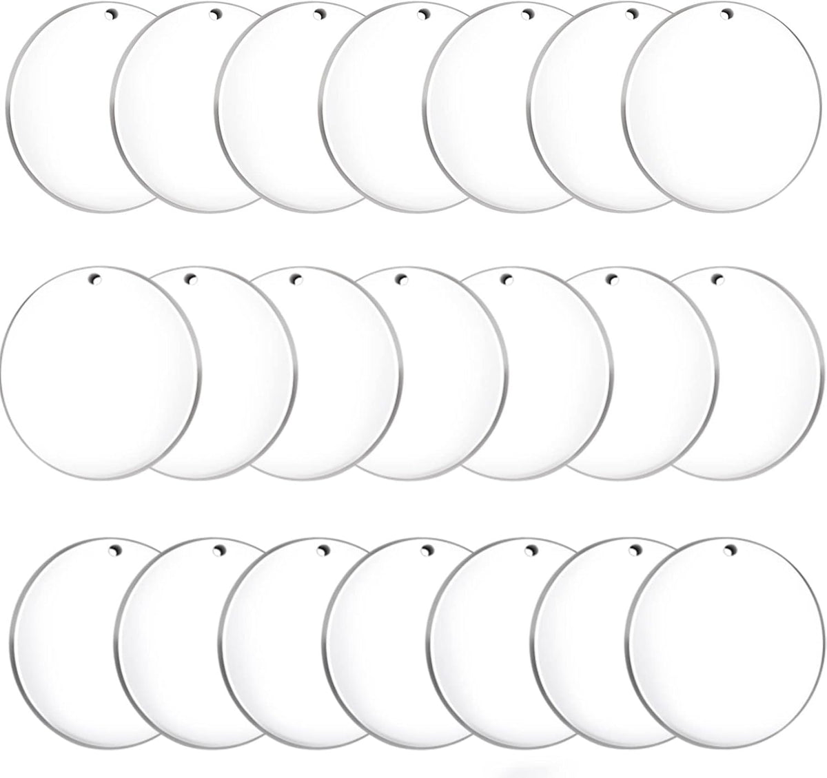 100 Pcs Round Acrylic Keychain Blanks 2Inch Circle Blanks with Hole,Clear Acrylic Discs Circles