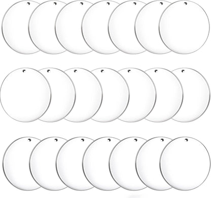 100 Pcs Round Acrylic Keychain Blanks 2Inch Circle Blanks with Hole,Clear Acrylic Discs Circles