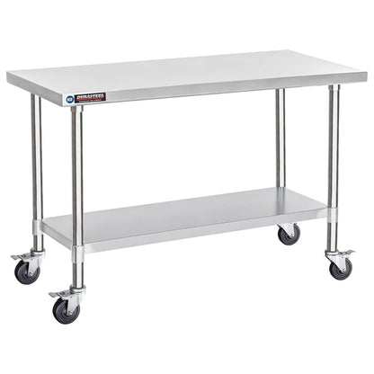 DuraSteel 30x60 NSF Stainless Steel Cart - Heavy Duty Food Prep Table with Undershelf - Rolling