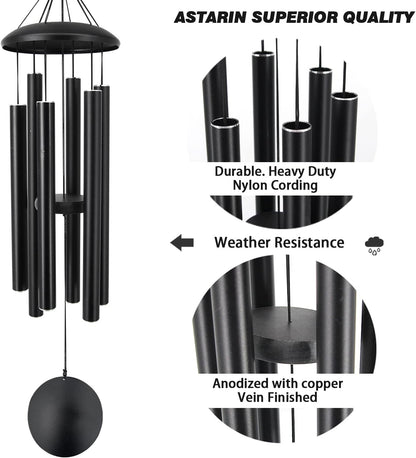 ASTARIN Outdoor Memorial Wind Chimes, 36 in with 6 Heavy Tubes, Deep Tone for Garden Hanging Decor