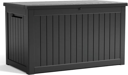 XXL 230 Gallon Large Resin Deck Box, Outdoor Lockable Storage Box for Patio Cushions Storage