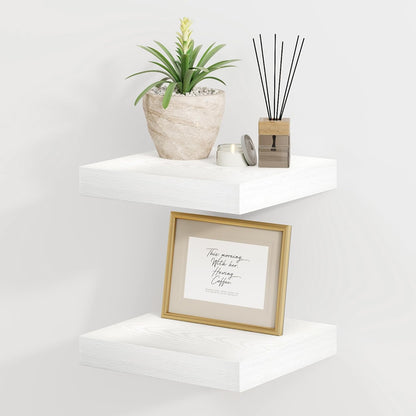 8 Inch Deep Floating Shelves White, Rustic Wood Floating Shelf for Home Decor, 8 x 8 Inch Square