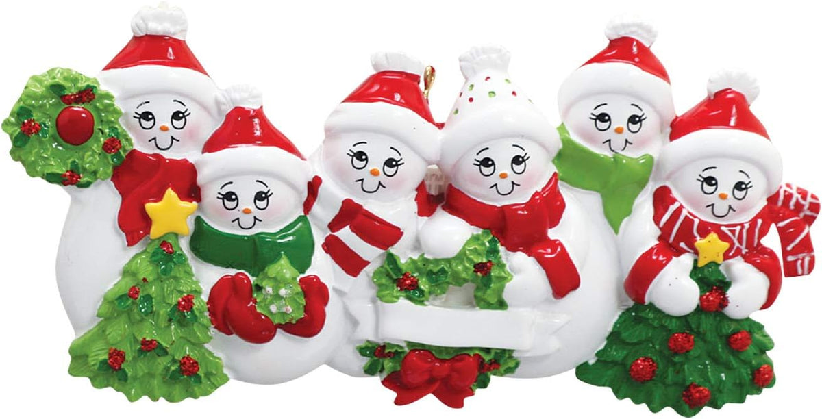 3D Snowman Family of 6 Ornament 2025 Personalized Family Christmas Ornaments 2025 | Snow People