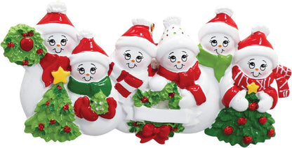 3D Snowman Family of 6 Ornament 2025 Personalized Family Christmas Ornaments 2025 | Snow People