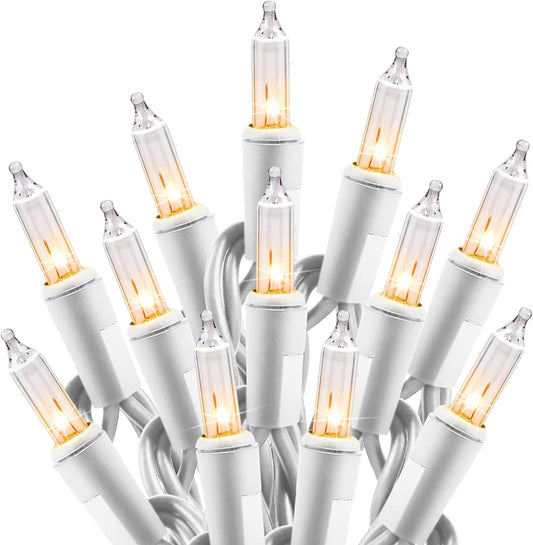 Minetom Clear Christmas String Lights 100 Count 26.5 Feet Incandescent Bulb Mini Lights for Indoor