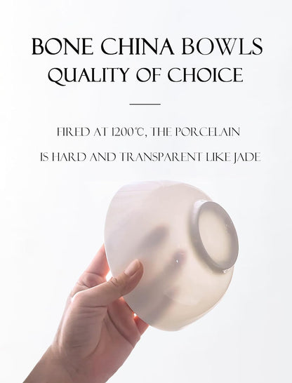 White 4.5in Small Ceramic Bowls, 12 OZ Cereal Bowls Set of 6 for Dessert, Rice, Jello, Pudding