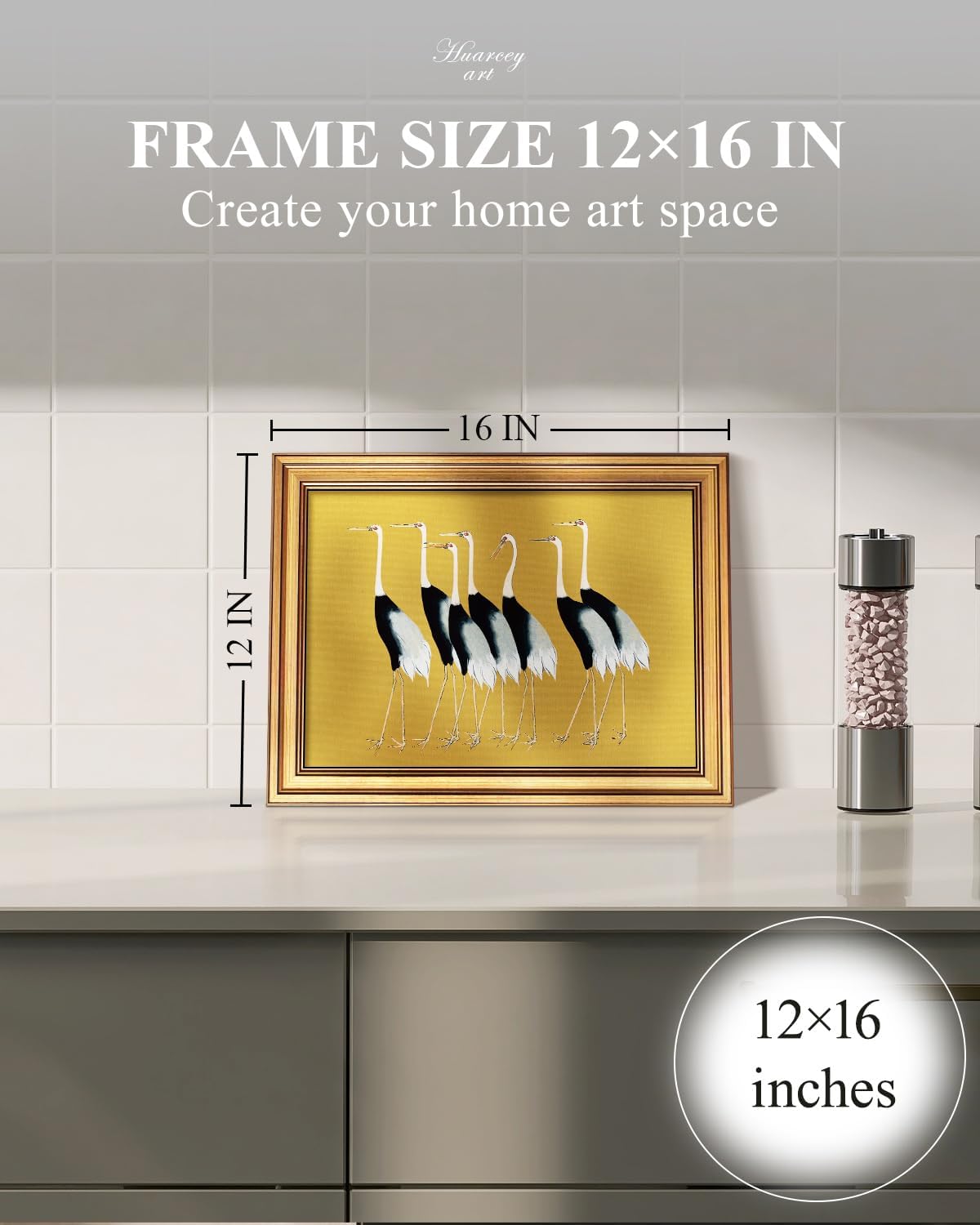 HUARCEY Gold Framed Vintage Wall Art for Living Room, Animals Painting Prints Shelf Decor for