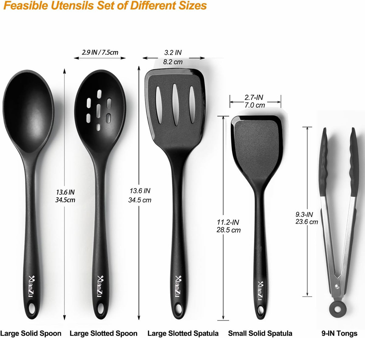 Silicone Cooking Utensils Set, Heat Resistant and large Non Stick Spatulas & Spoons for Kitchen