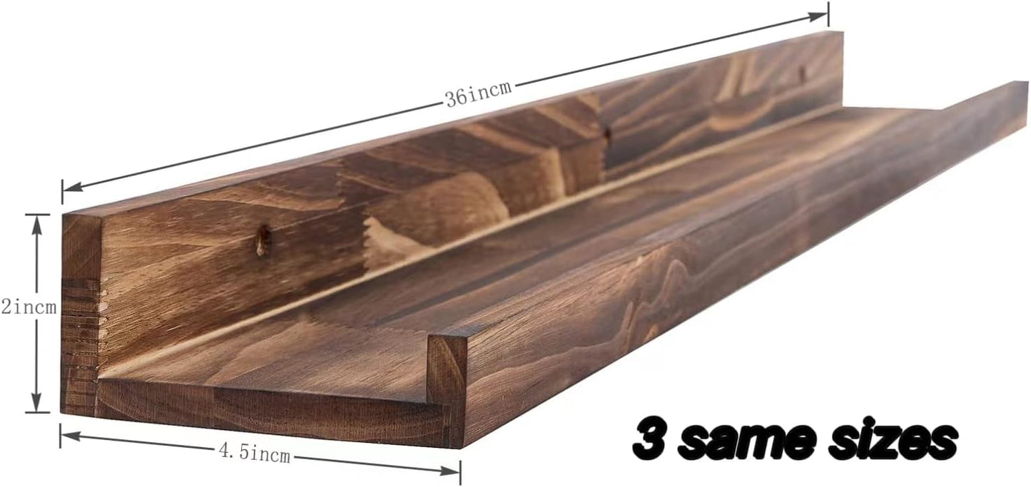 AZSKY Large Floating Shelves 36 Inch Wood Wall Mounted Set of 3 Floating Bookshelf Long Wooden