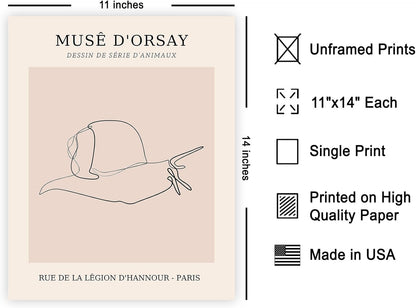 Poster Master Vintage Poster - Retro One Line Snail Drawing Print - Snail Line Art - Minimal Gift