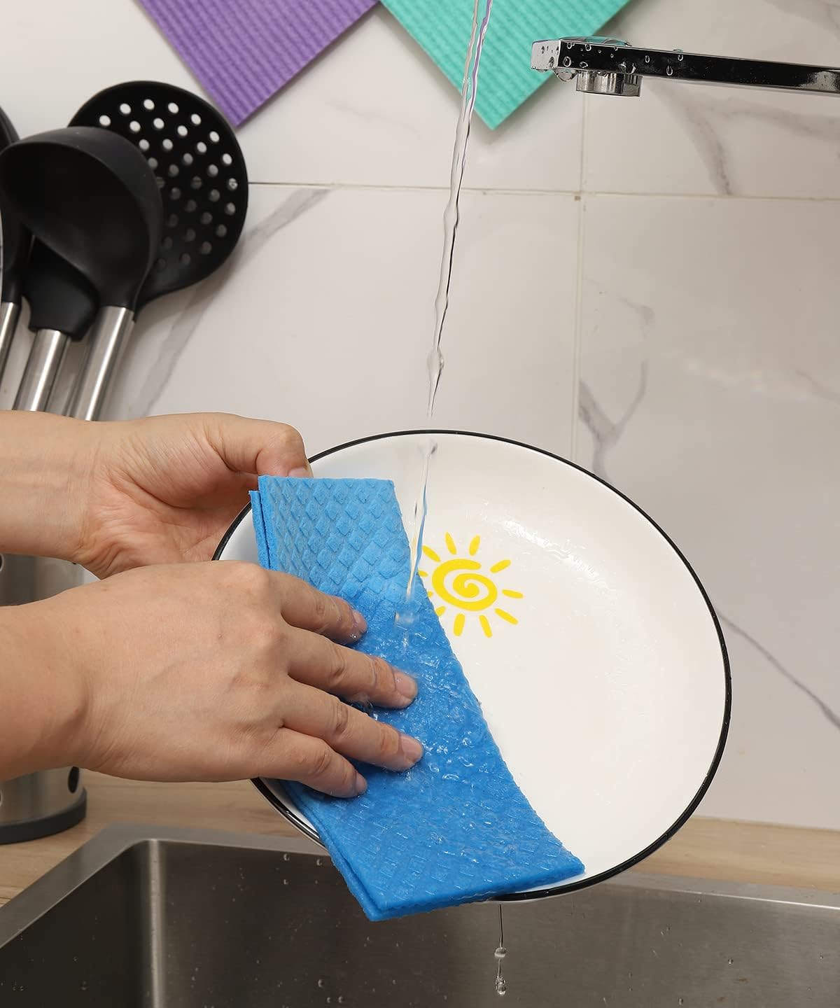 Swedish Dishcloths - 10 Pack Reusable Kitchen Dishcloths - Ultra Absorbent Dish Towels for Washing