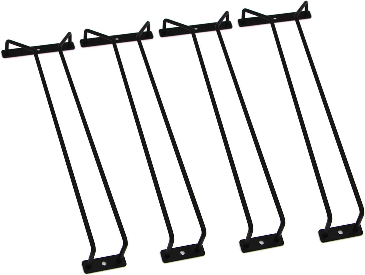 14-Inch Black Wine Glass Rack, Under Cabinet Wine Glass Holder Stainless Steel Stemware Rack