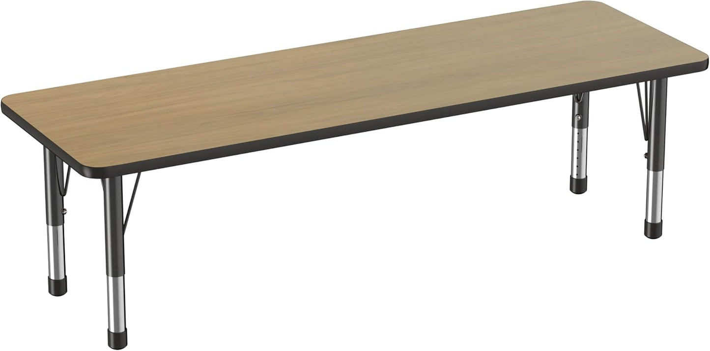 Factory Direct Partners FDP Rectangle (24 x 60 inch) Classroom Table with Adjustable Chunky Toddler