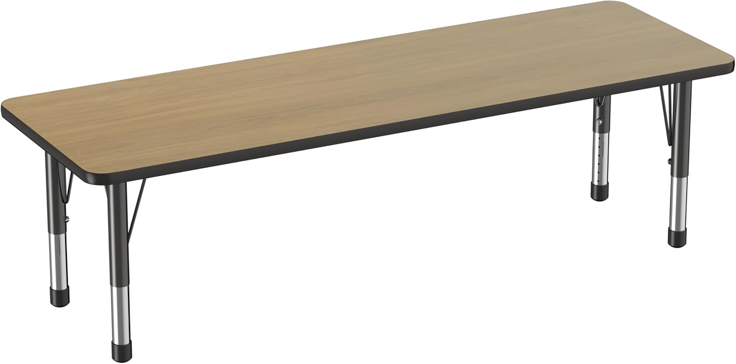 Factory Direct Partners FDP Rectangle (24 x 60 inch) Classroom Table with Adjustable Chunky Toddler