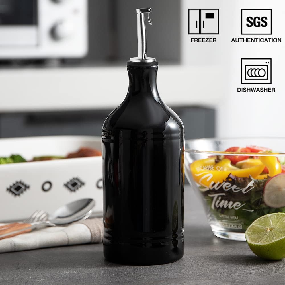 Sweejar Ceramic Olive Oil Dispenser Bottle, Opaque Oil Cruet Protects Oil to Reduce Oxidation