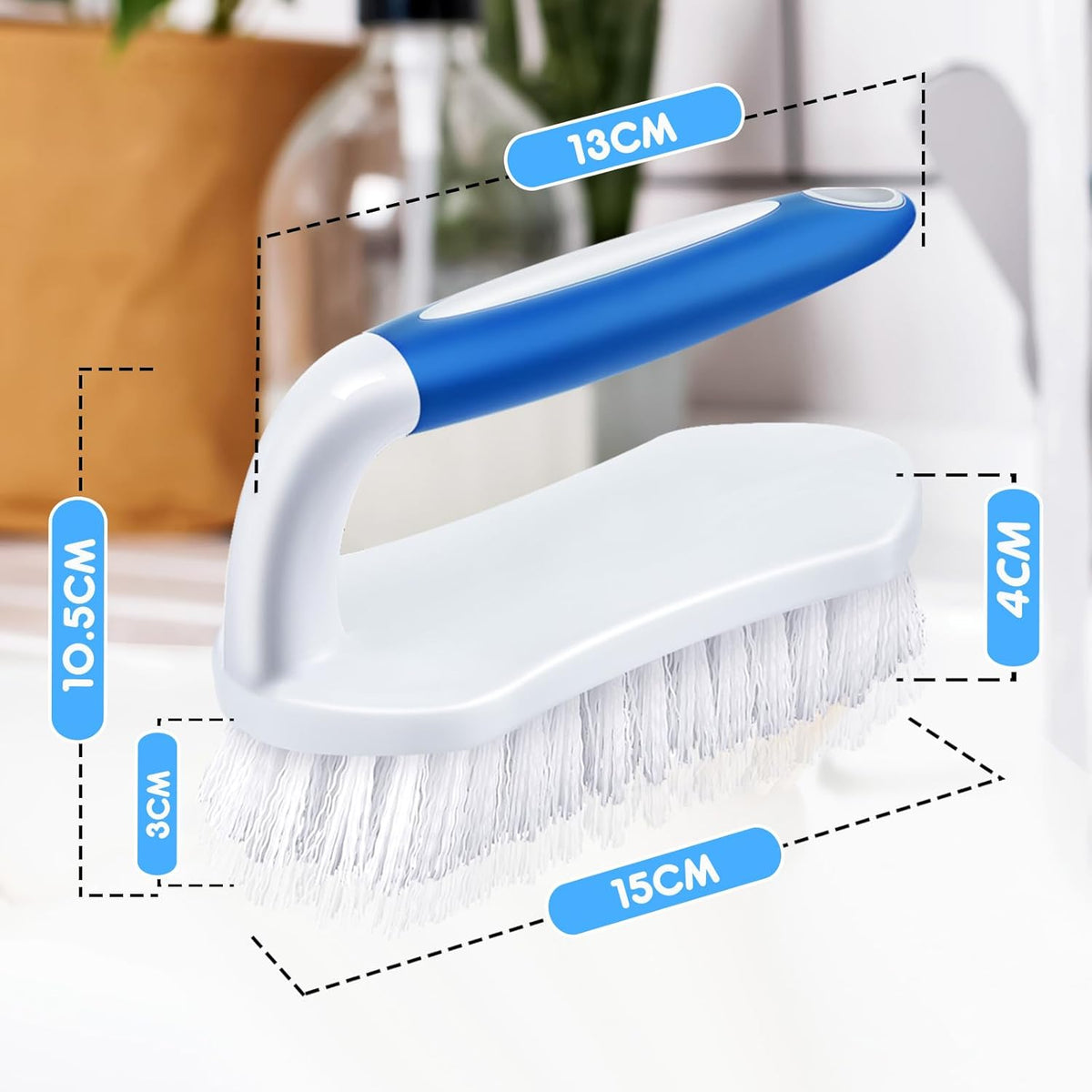 Lallisa 12 Pcs Scrub Brush for Cleaning with Handle Comfortable to Grip Heavy-Duty Flexible Stiff