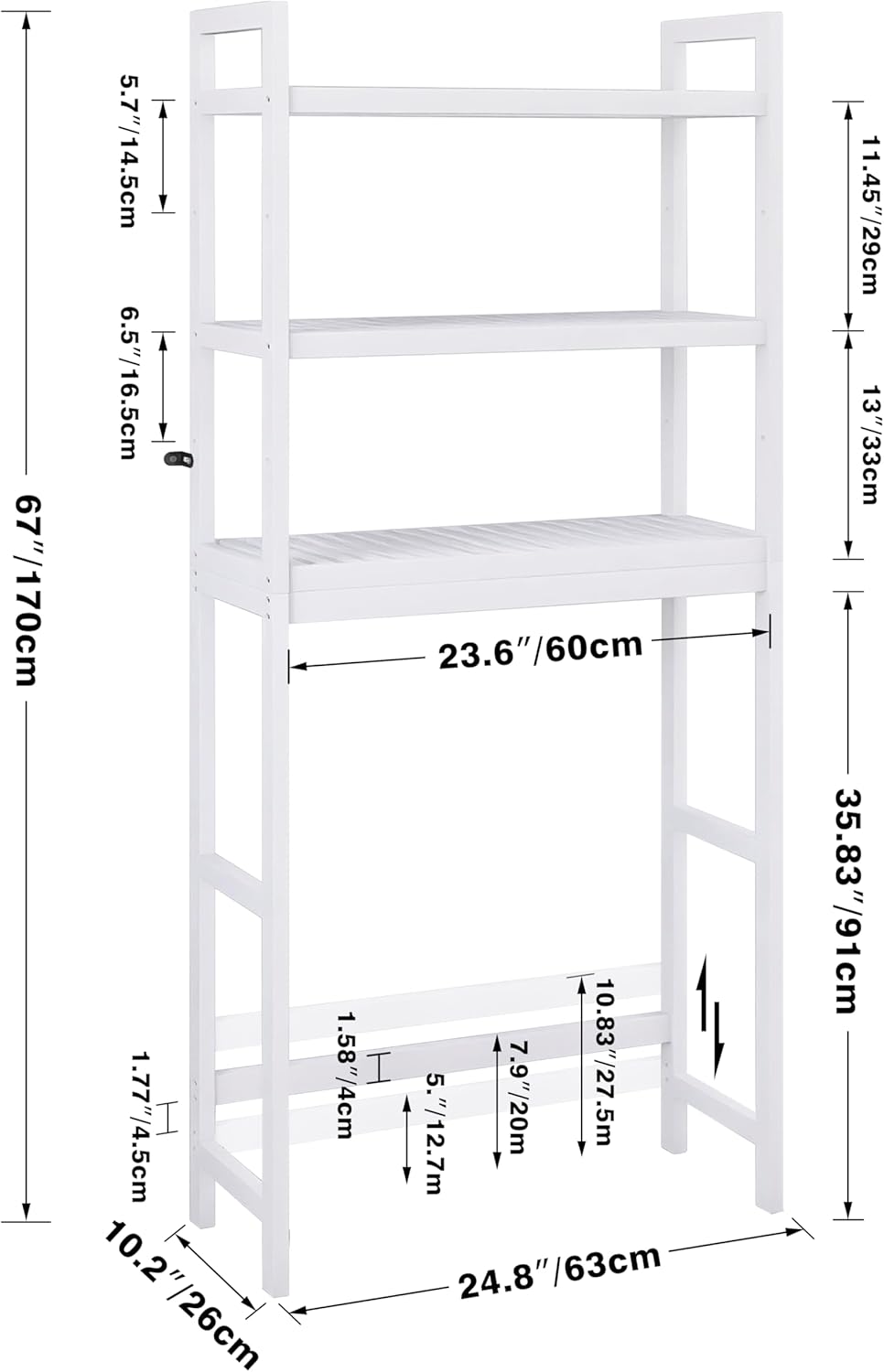SMIBUY Bathroom Storage Shelf, Bamboo Over-The-Toilet Organizer Rack, Freestanding Toilet Space