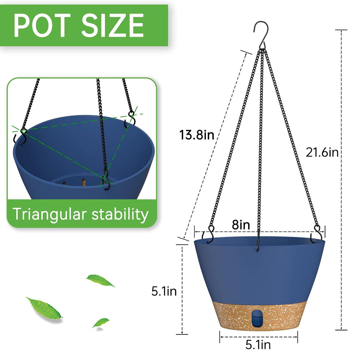 ZMTECH 8 Inch Hanging Planters for Indoor Plants, Hanging Baskets for Plants Outdoor with Visible