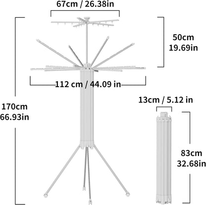 JOOM 4 Legs Double Layer Clothes Drying Rack, Garment Rack Portable and Foldable Space Saving