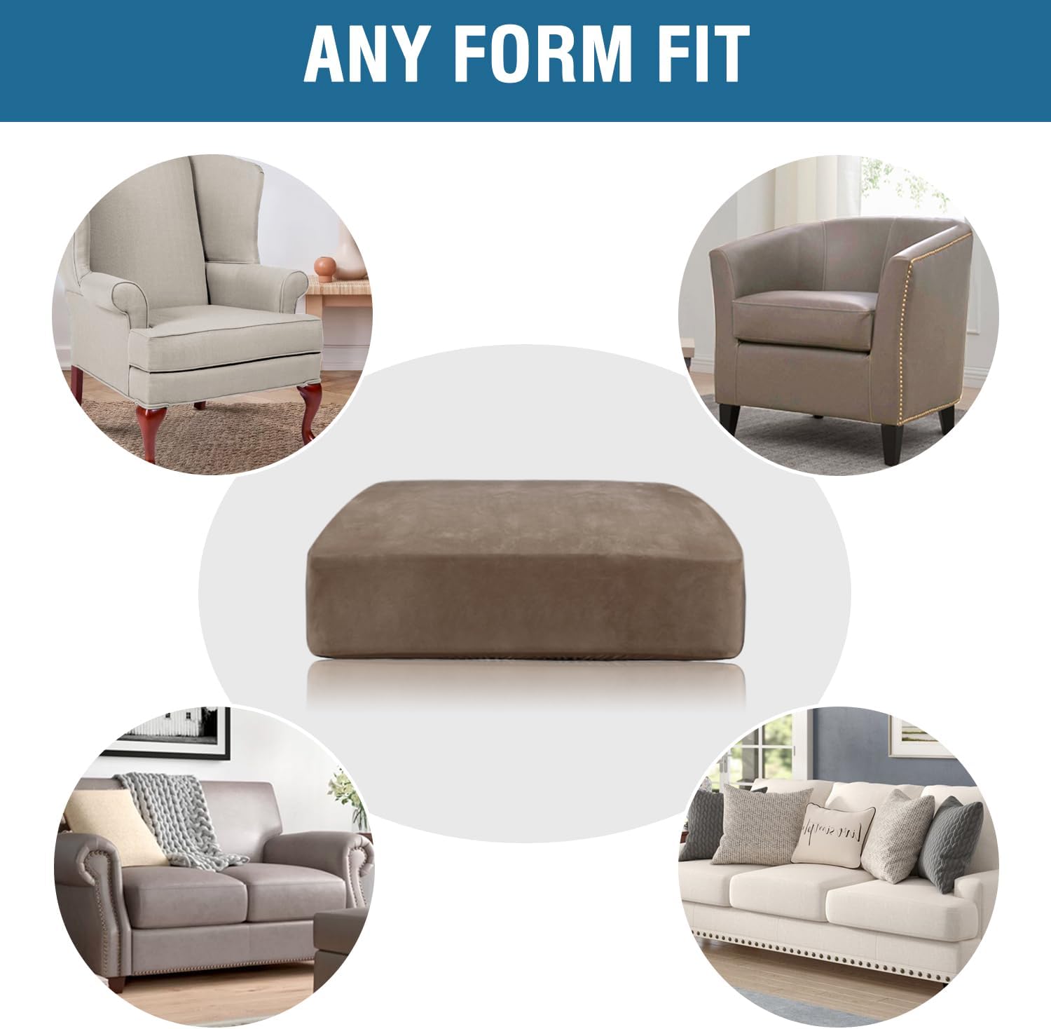 H.VERSAILTEX Velvet Stretch Couch Cushion Cover Plush Cushion Slipcover for Chair Loveseat Sofa