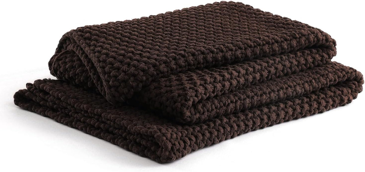 YnM Chunky Cotton Knit Throw Blanket, Cable Knit Throws for Bed Couch Sofa, Comfy & Relaxing