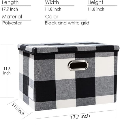 PRANDOM Large Collapsible Storage Bins with Lids [3-Pack] Fabric Foldable Storage Boxes Organizer