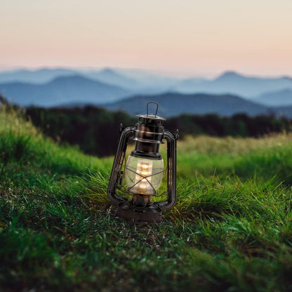 YAKii LED Vintage Lantern Metal Hanging Hurricane 12 LED Dimmer Switch Warm White Battery Operated